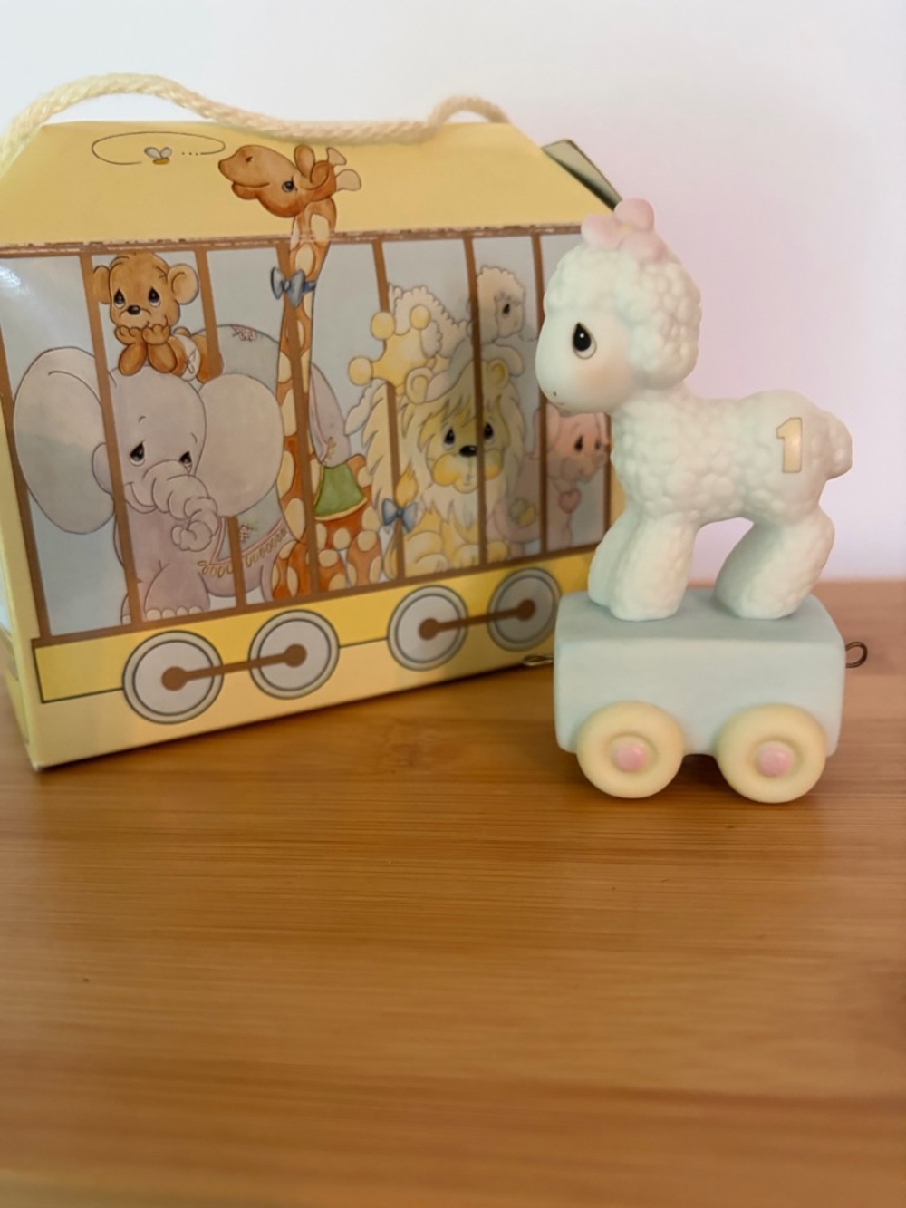 Enesco Precious Moments Happy Birthday Little Lamb Age 1 Train Figurine. 1985